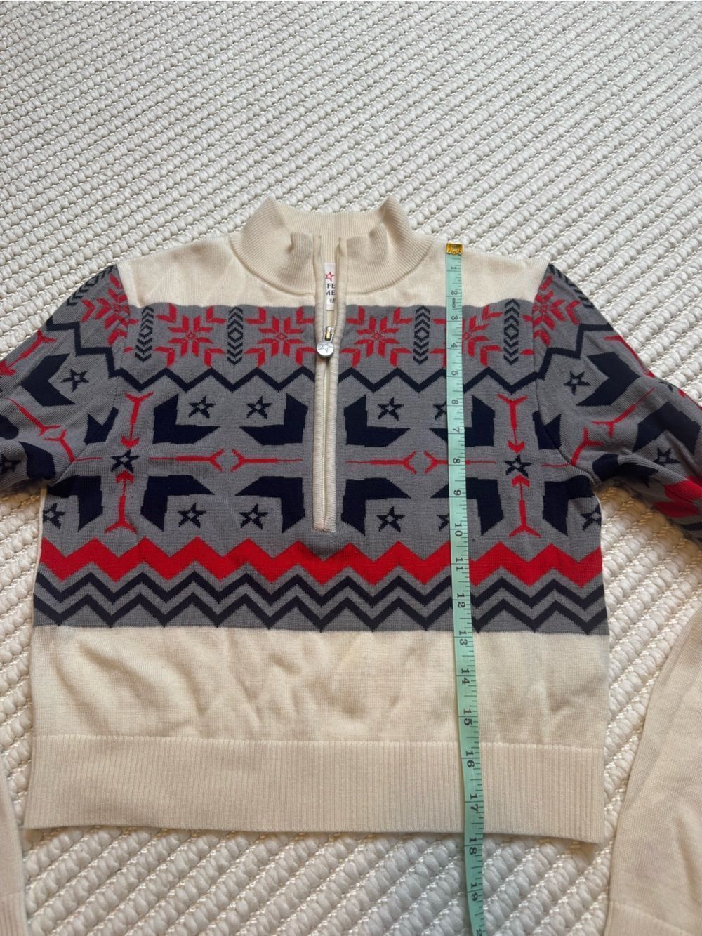 Perfect Moment Nordic Half Zip Sweater in Snow White Cream Merino Wool Small - Picture 5 of 6